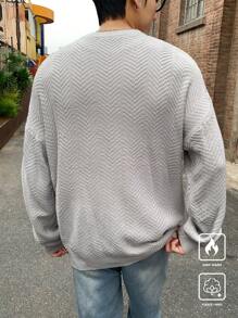 Manfinity Hypemode Men's Solid Color Round Neck Drop Shoulder Long Sleeve Casual Loose Sweater, Autumn/Winter