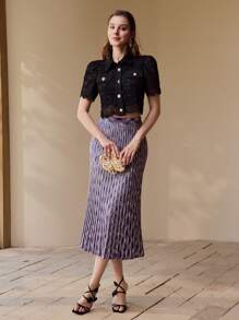 MOTF PREMIUM 空间染色斜裁毛衣裙 - 紫色 - 查看 4