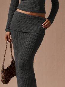 MUSERA Falda larga tipo ajustado de punto estilo "Old Money"