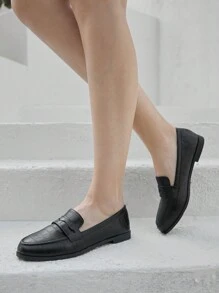 CUCCOO BIZCHIC Women's Solid Color Minimalist Flat Shoes, Casual Daily Wear For Christmas And New Year Holiday Vibe Fall And Winter - Black - View 5