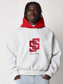 SUMWON Club Athletic Varsity Embroidered Hoodie Streetwear Pullover With Red Logo Drawstring Winter Autumn Sport College Style Relaxed Fit Premium Sweatshirt