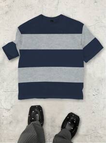 Manfinity Homme Loose Men's Color Block Drop Shoulder T-Shirt