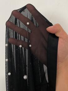 Viva Relle Pantalones sexys transparentes de talla grande con decoración de perlas, para fiestas y uso diario