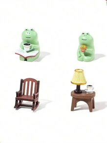 SHEIN 1pc Miniature Frog Rocking Chair Ornament, Cute Desktop & Car Decoration Cartoon Figurine Best Gifts Birthday,Room Decor , Ramadan Decor, Home Decor, Bathroom Decor