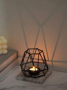 1pc Geometric Candle Holder, Minimalist Iron Candle Stand For Desk