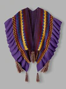 Flirla Cardigan con arricciatura bohémienne, taglie comode - Viola - Visualizzare 1