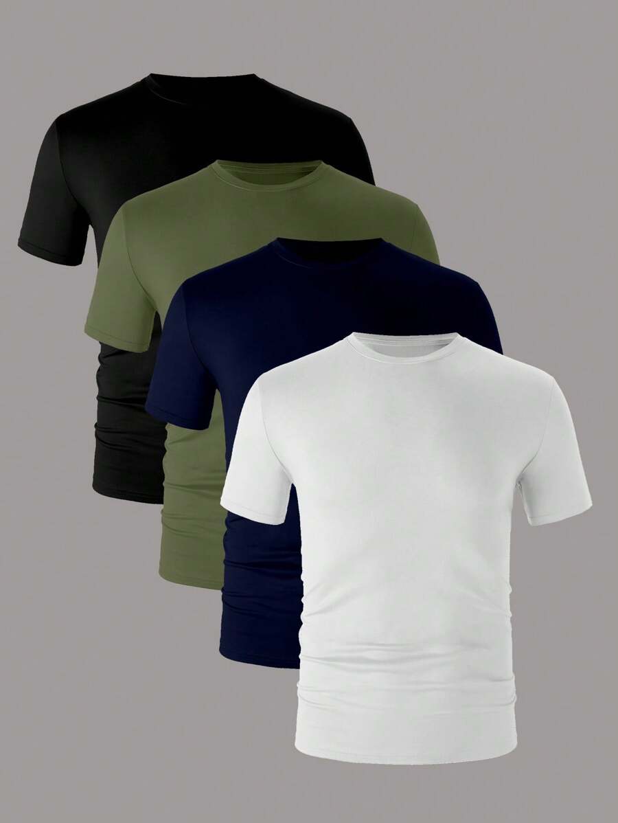 Manfinity Dauomo Men's Round Neck Short Sleeve T-shirt - Multicolor - View 1