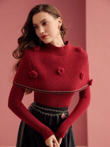 MOTF PREMIUM STEREO FLORAL TOP & LONG SLEEVE FITTED KNIT TOP FOR NEW YEAR CLOTHES - Red - View 6