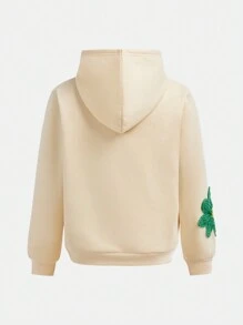 SHEIN Explorewe 2 件套 Tween Girl 彩色 3D 花朵连帽运动衫和黑色紧身打底裤 - 彩色 - 查看 8