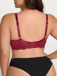 2pcs Plus Size Women Floral Lace Comfortable Bra Set - Multicolor - View 2