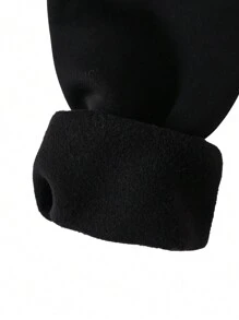 SHEIN Moletom casual para meninas adolescentes, cor sólida, estampa contrastante, ombro caído, decote em V, ajuste solto, quente