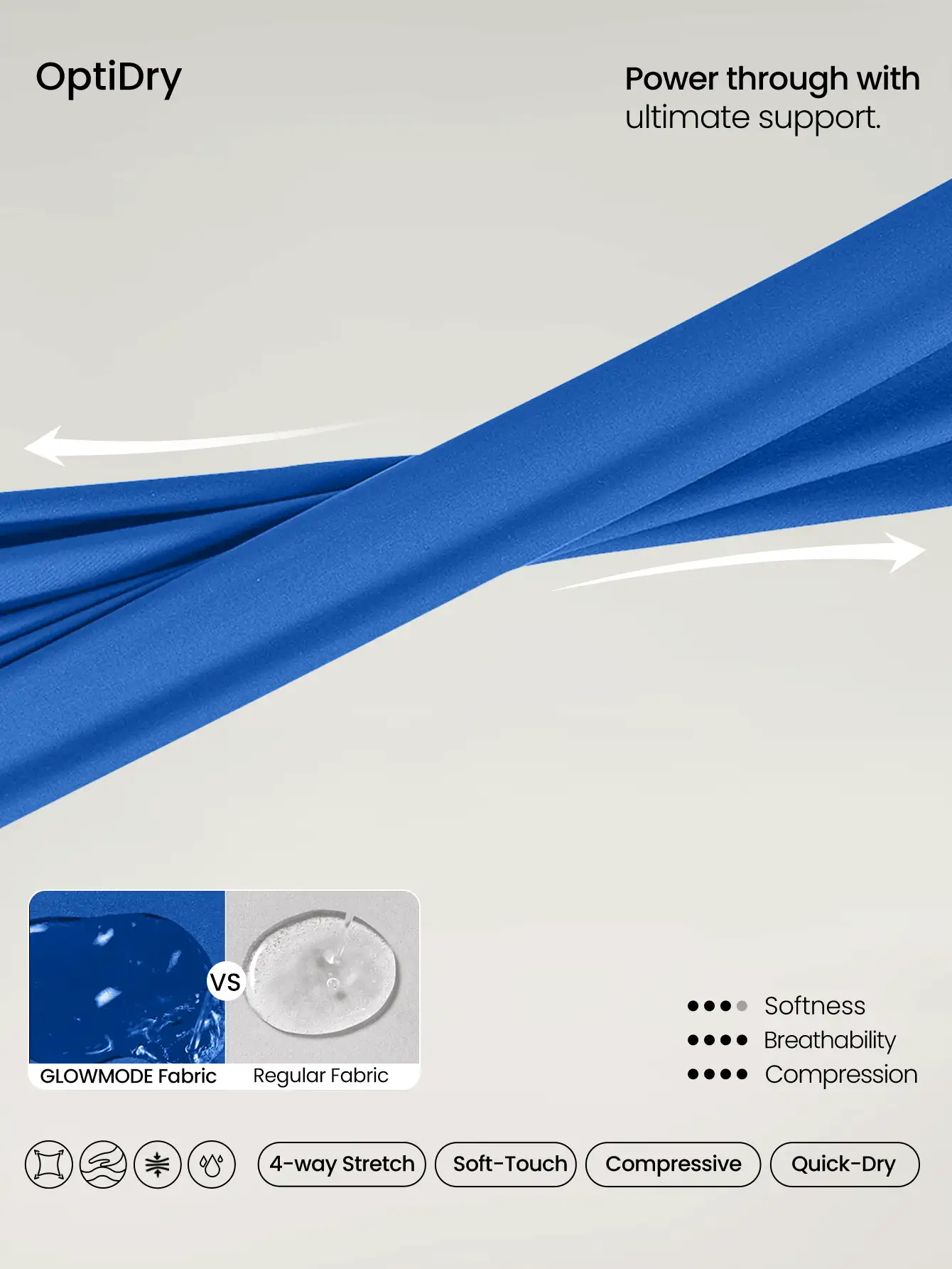 GLOWMODE High Support Mesh Max Convertible Strap Sports Bra Gym Workout Quick Dry Moisture Wicking - Blue - View 7