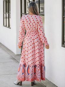 SHEIN LUNE 女士粉色印花长款休闲连衣裙 - 彩色 - 查看 2