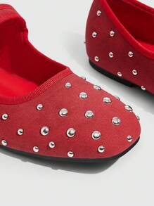 CUCCOO GRLICON 女士 Y2K 风格平底鞋，适合朋克、骑行者、酷女孩、万圣节、圣诞节、派对装扮 - 紅色 - 查看 5