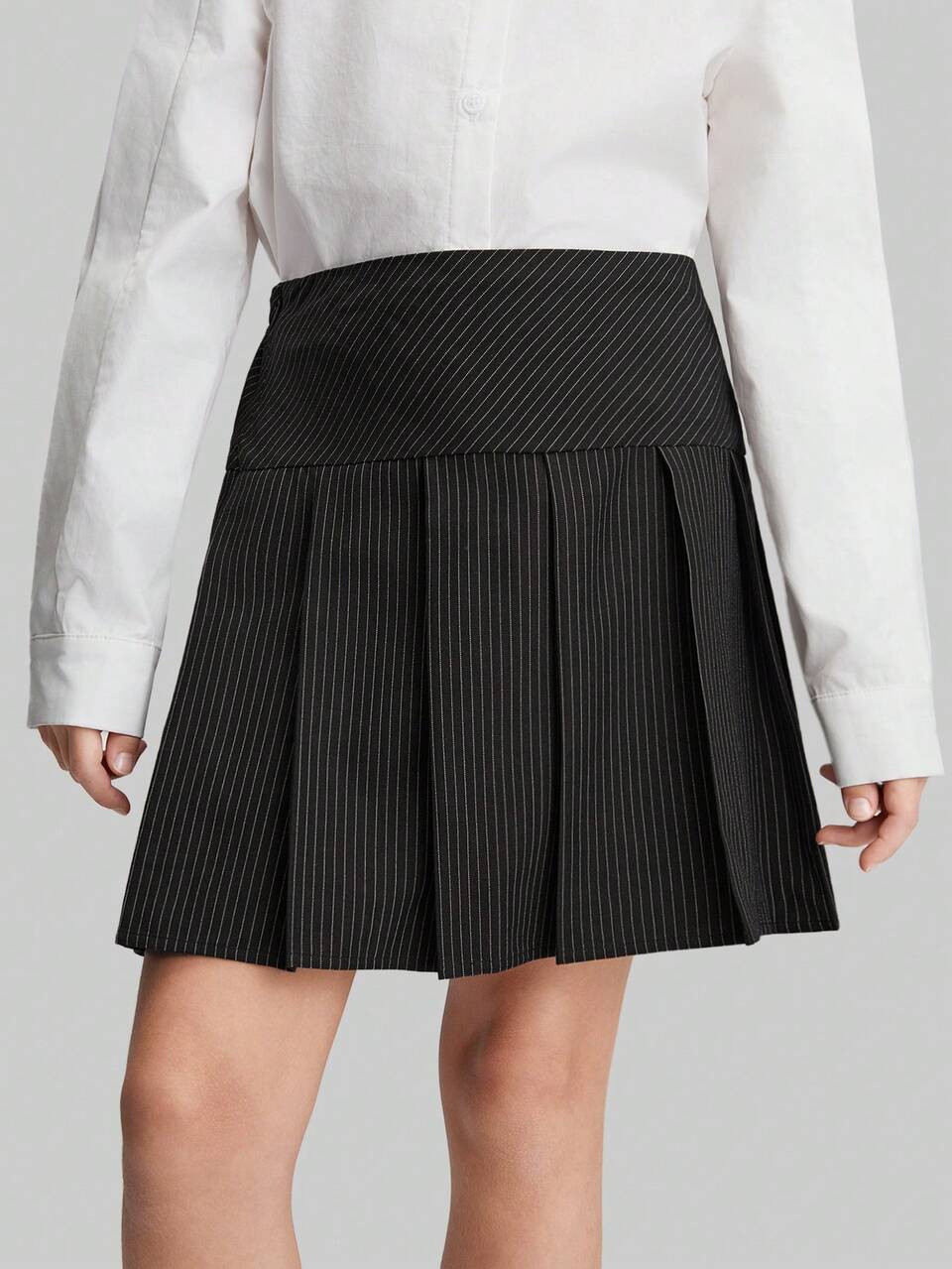 Tween Girls' Casual Striped Pleated Skirt