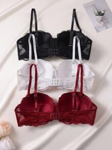 HautHeat 3pcs Women Underwire Bra With Non-Removable Padded Cups - Multicolor - View 3