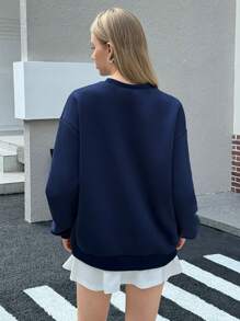 SHEIN EZwear Women's Casual Round Neck Sweatshirt, Minimalist Style For Daily Wear