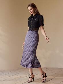 MOTF PREMIUM 空间染色斜裁毛衣裙 - 紫色 - 查看 2