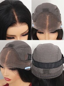 无胶波波头假发蕾丝前假发预拔婴儿头发 180% 密度短波波头假发女士直波波头 13x4 前假发自然黑（12 英寸） - S1B - 查看 4