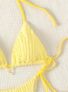 Swim Mod Lễ hội âm nhạc Bộ bikini tách biệt màu đậm trên bãi biển mùa hè - Màu vàng - Xem 3