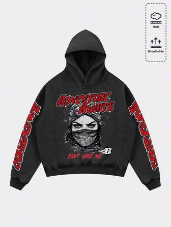 Street Life Men's Washed Vintage Style Short Hoodie, Streetwear