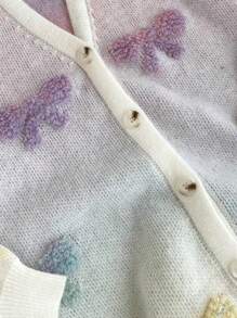 Tween Girls Loose Fit Butterfly Pattern Oversized Casual Cardigan, Autumn/Winter