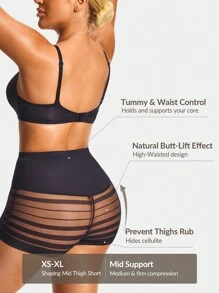 SHEIN Shape Ropa interior moldeadora sin costuras con parches de malla de unicolor para mujer