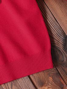 Girls Cute Cherry Pattern Knit Sweater, Children's Autumn Fashion Casual Round Neck Long Sleeve Pullover - Red - View 4