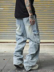 Manfinity EMRG Eenvoudige pocket denim jeans voor heren, casual dagelijkse kleding