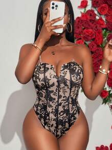 Slaydiva 性感夏季音乐节街头风格短款抹胸、夜店装优雅约会夜无袖黑色 PU 皮革女式紧身胸衣 - 黑色 - 查看 4