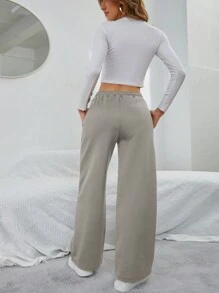 INAWLY Drawstring Straight Sports Sweatpants Graduation,Back To School Outfits,Graduation,Teacher Outfits For Women,Back To School Fall Cloth For Women - Grey - View 2