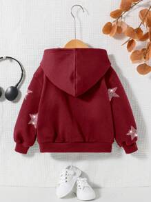 Moletom com Capuz Elegante Tricotada com Estrela de Cinco Pontas, Moda Jovem Feminina