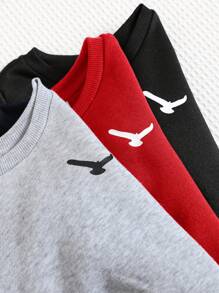 SHEIN 6 Stücke Set für Baby Jungen in rot, dunkelgrau, schwarz, lässige locker geschnittene langärmlige Sweatshirts und Hosen, geeignet für Zuhause und Outdoor, für Herbst/Winter