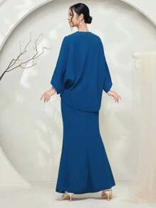 Graceveil Baju Kurung 女式休闲宽松泡泡珠美人鱼下摆传统旗袍端庄