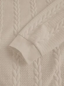 Manfinity Mode Áo nỉ chui đầu cổ đứng tay dài màu trơn cho nam, mùa thu/đông - Màu Khaki - Xem 4