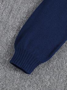 Sparklyn Tween Girls' Solid V-Neck Front Button Cardigan And Pants Knitted Sweater Set - Royal Blue - View 4