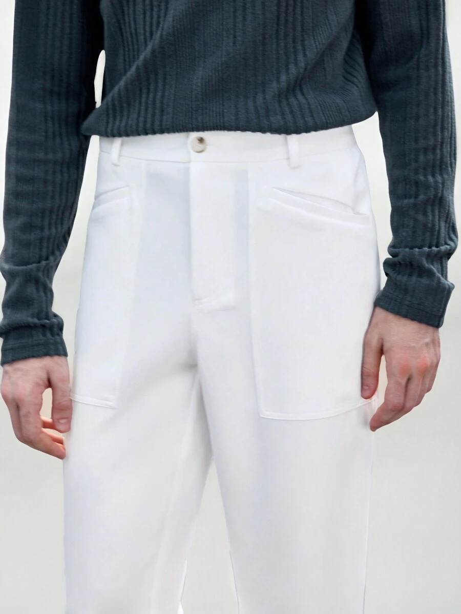 Manfinity VCAY Pantaloni da tuta casual da uomo in stile business, bianchi, a gamba dritta, realizzati in tessuto intrecciato e lavorato, adatti per l'uso quotidiano - Cammello - Visualizzare 1