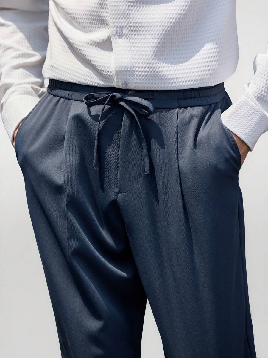 Manfinity VCAY Quần dài ống đứng lưng vừa phải, dáng ôm, thường ngày cho nam, thích hợp cho mùa hè - Màu xám đen - Xem 1