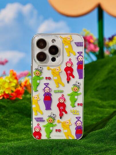 Teletubbies X SHEIN Funda de teléfono móvil con impresión de los personajes de dibujos animados Po, Tinky Winky, Dipsy, Laa-Laa, compatible con iPhone 11 - 17 Pro Max