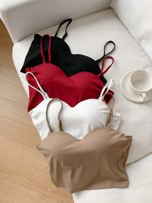 Comfortcana 4 件套女士内置衬垫胸罩短款上衣，夏季穿着 - 彩色 - 查看 9