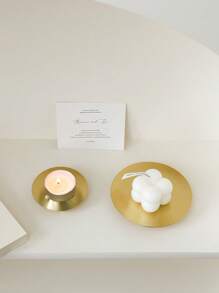 1 bucă farfurie decorativă din fier Suport pentru lumânări Suport pentru lumânări Placă pentru lumânări cu LED și lumânări de ceară, conuri de tămâie, spa, tavă de depozitare bijuterii pentru nunți