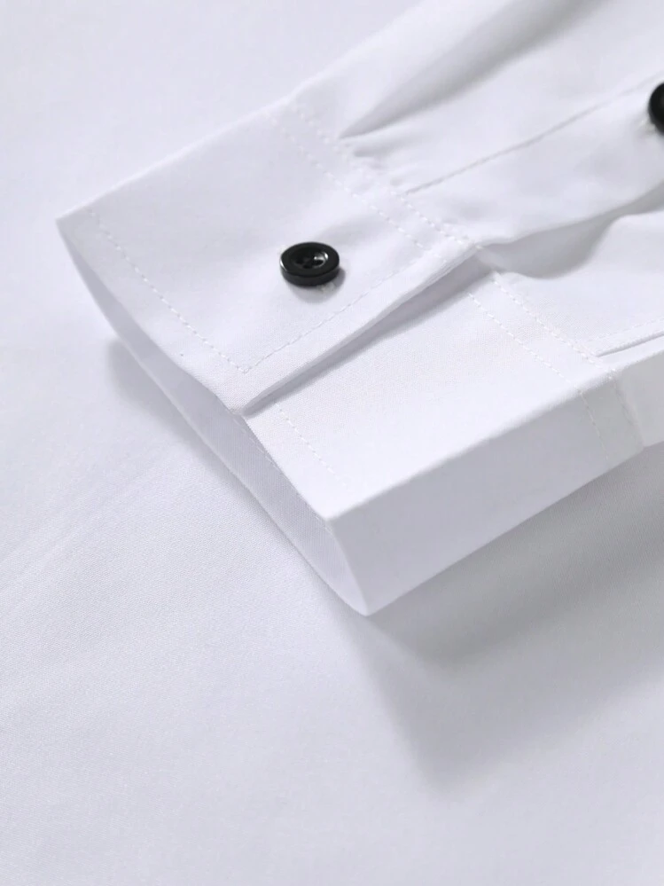 Manfinity Nomadique Men's Western Style Colorblock Graphic Print Shirt, For Fall, Long Sleeve Top - White - View 4