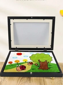 SHEIN 1pc, Wooden Oil Painting Storage Box With Flip Cover Art Frame Opening Artwork Picture Frames Changeable Artwork Display Storage Frames For Drawing Crafting Bedroom Accessories Room Decoration, Magnetic Flip Cover Photo Frame Valentine's Day, Valentines Wed