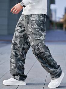 Manfinity EMRG Men's All-Over Print Pocket Casual Straight Leg Pants - Multicolor - View 1