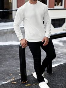 Manfinity Homme Sudadera casual de talla grande para hombre, de unicolor, para primavera