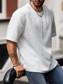 Manfinity Homme 大码纯色圆领休闲百搭短袖 T 恤 - 白色 - 查看 5