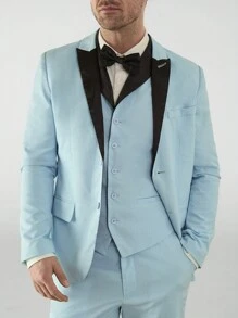 Manfinity VCAY Men's Woven Integrated Suit Three-Piece Set - Blue - View 2