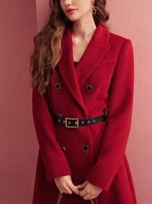 MOTF PREMIUM WOOL DOUBLE BREASTED OVERCOAT - Red - View 3