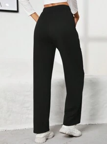 INAWLY 斜口袋彈性腰帶衛褲 - 黑色 - 查看 2