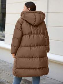 EURMUSE 大码女式连帽棉衣外套，适合冬季 - 摩卡棕 - 查看 2